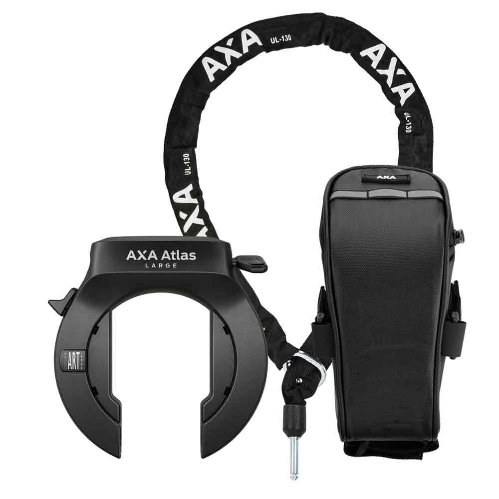 AXA Atlas Large + ULC 130 Einsteckkette + Satteltasche – Rahmenschloss Set – Sicherheitsstufe 14 – S
