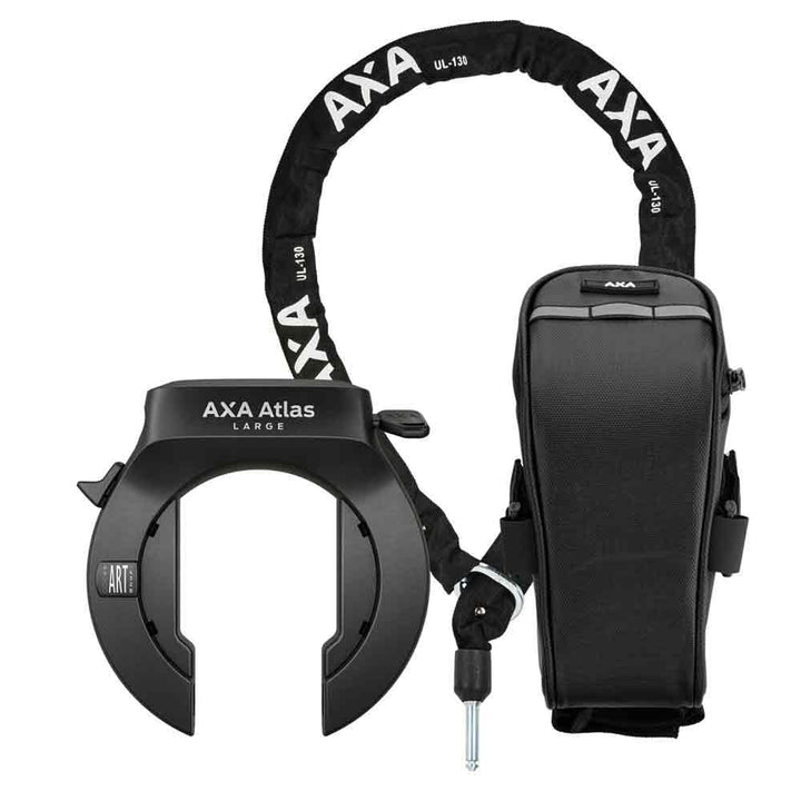 AXA Atlas Large + ULC 130 Einsteckkette + Satteltasche – Rahmenschloss Set – Sicherheitsstufe 14 – S