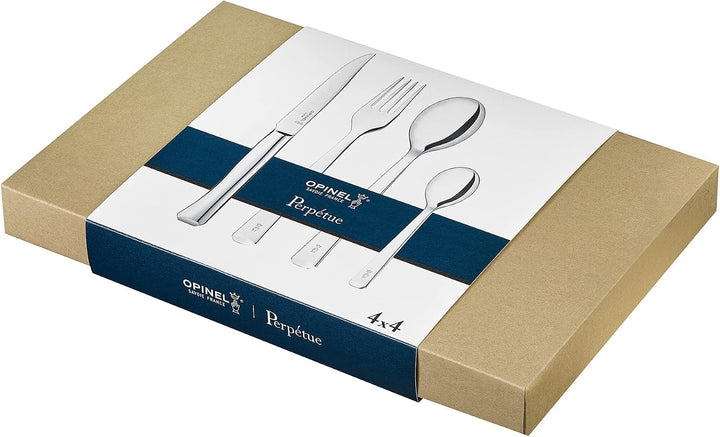 Opinel Tafelbesteck Set Perpétue aus pflegeleichtem Edelstahl, je vier Stück von Suppenlöffel, Messe