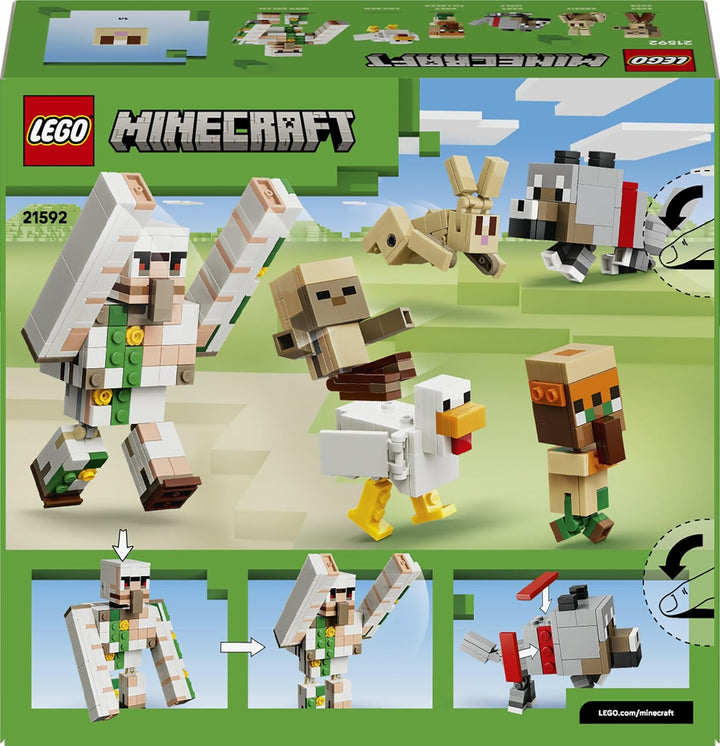 LEGO Minecraft Angriff des Hühnerreiters in der Wüste - Spielzeug mit 6 Figuren inkl. Eisengolem & B