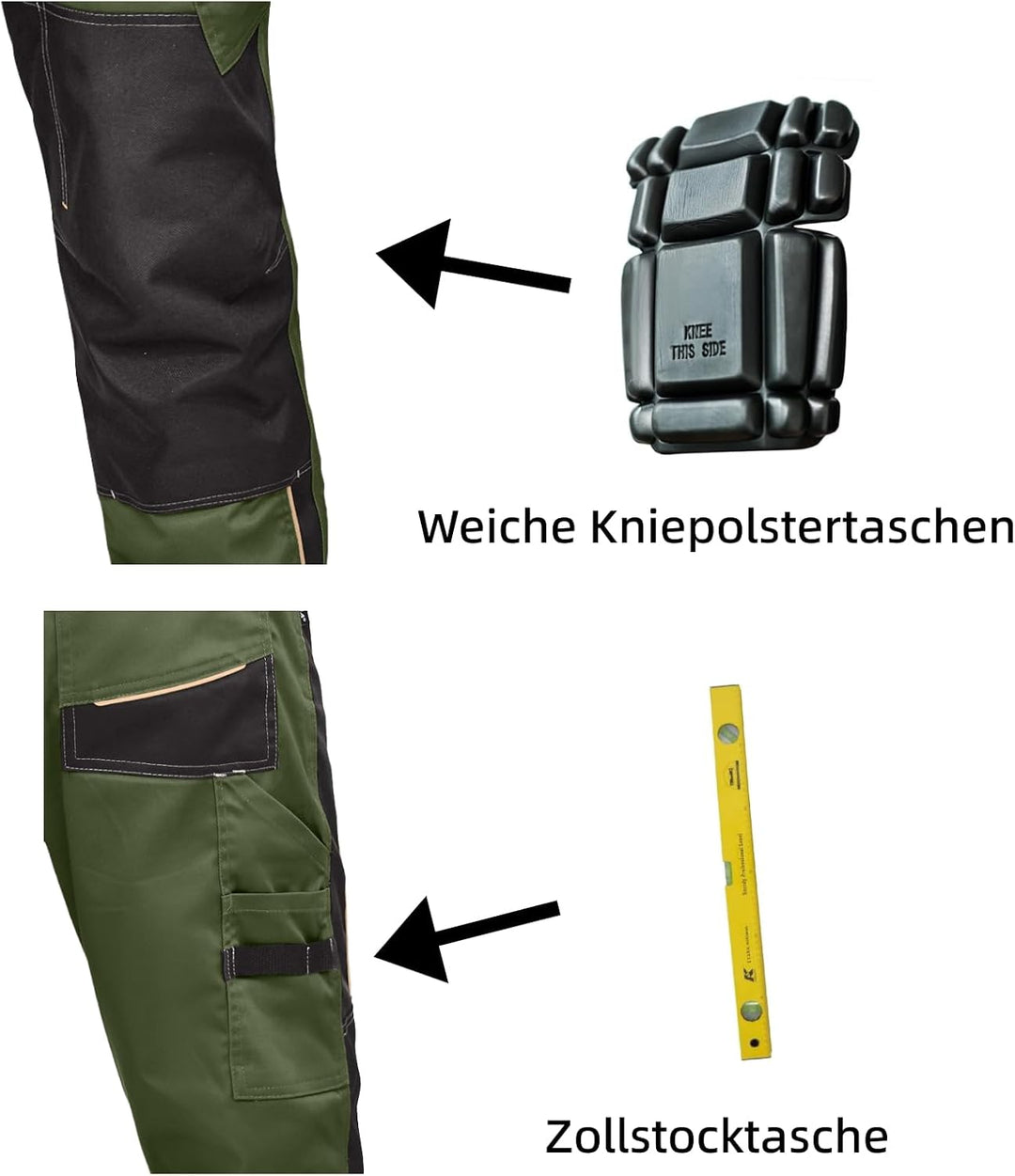 WORK IDEA Herren Stretch-Arbeitshose mit zahlreichen Taschen und Werkzeugtaschen Grün 42, Grün