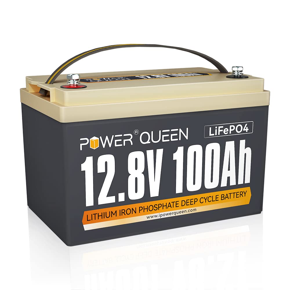 Power Queen 12V 100Ah LiFePO4 Batterie, 1280Wh Lithium Batterie mit 100A BMS, Max.15000+ tiefe Zyklu