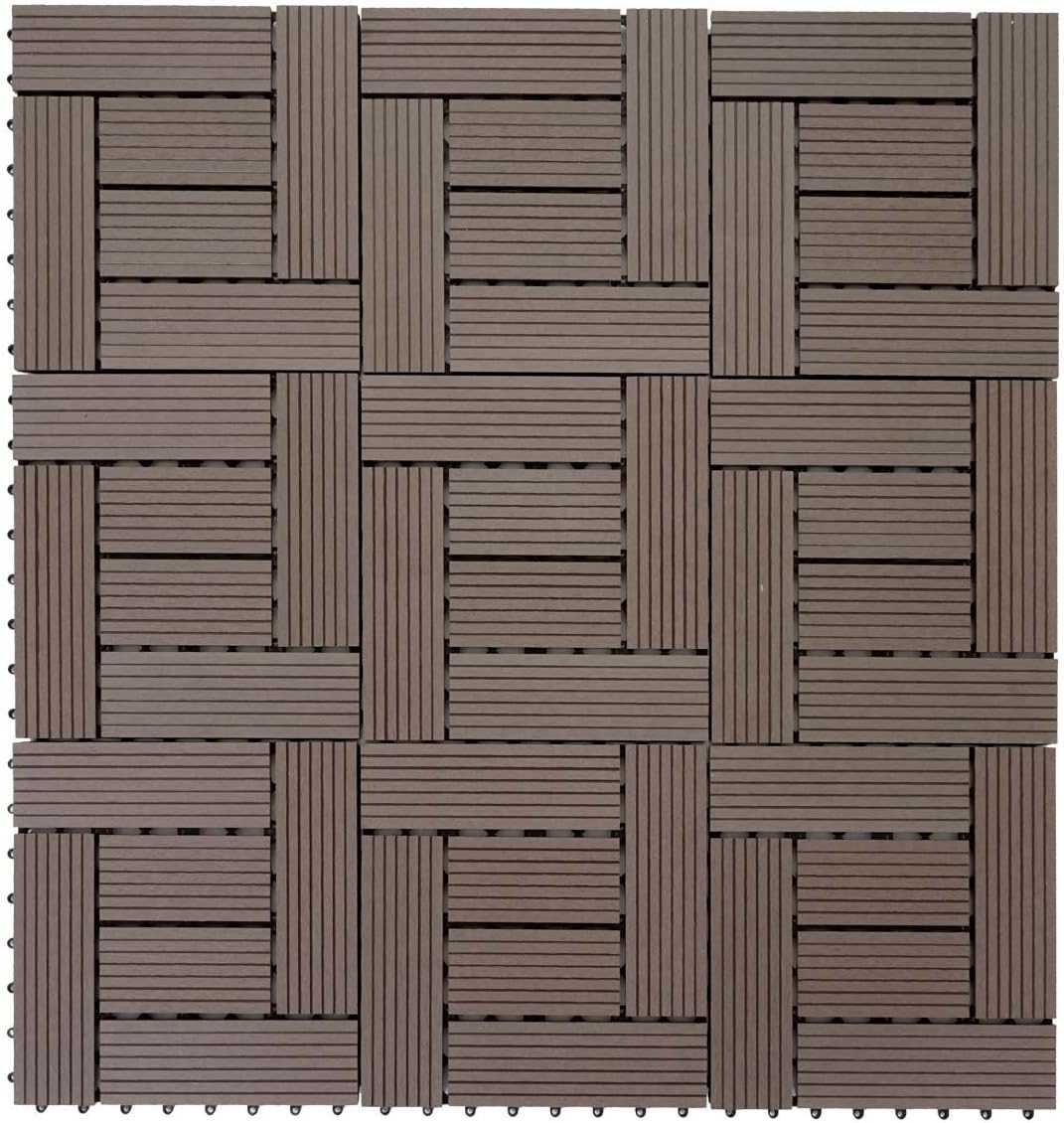 Mendler WPC Bodenfliese Rhone, Holzoptik Balkon/Terrasse, 11x je 30x30cm = 1qm versetzt - Premium Co