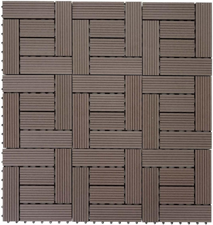 Mendler WPC Bodenfliese Rhone, Holzoptik Balkon/Terrasse, 11x je 30x30cm = 1qm versetzt - Premium Co