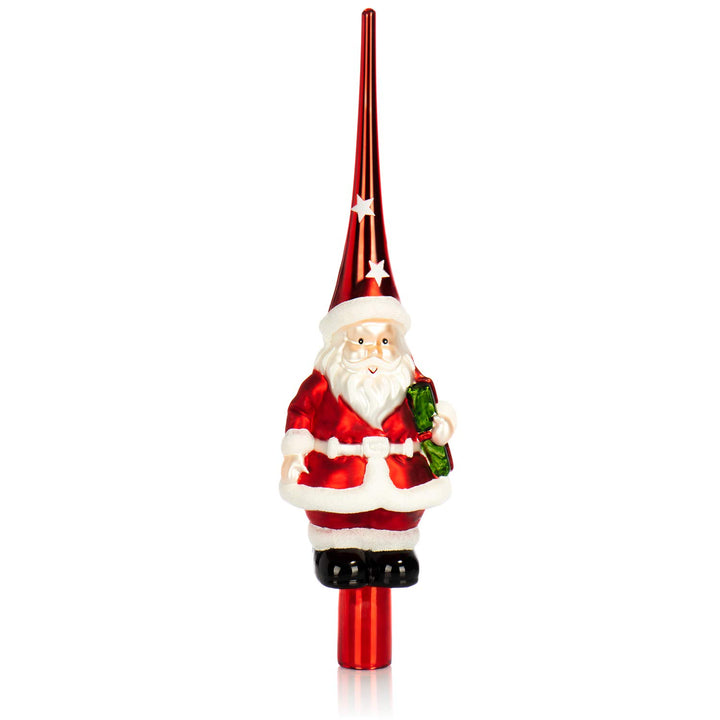 com-four® Weihnachtsbaumspitze glänzend - Christbaumspitze aus echtem Glas für Weihnachten - Tannenb