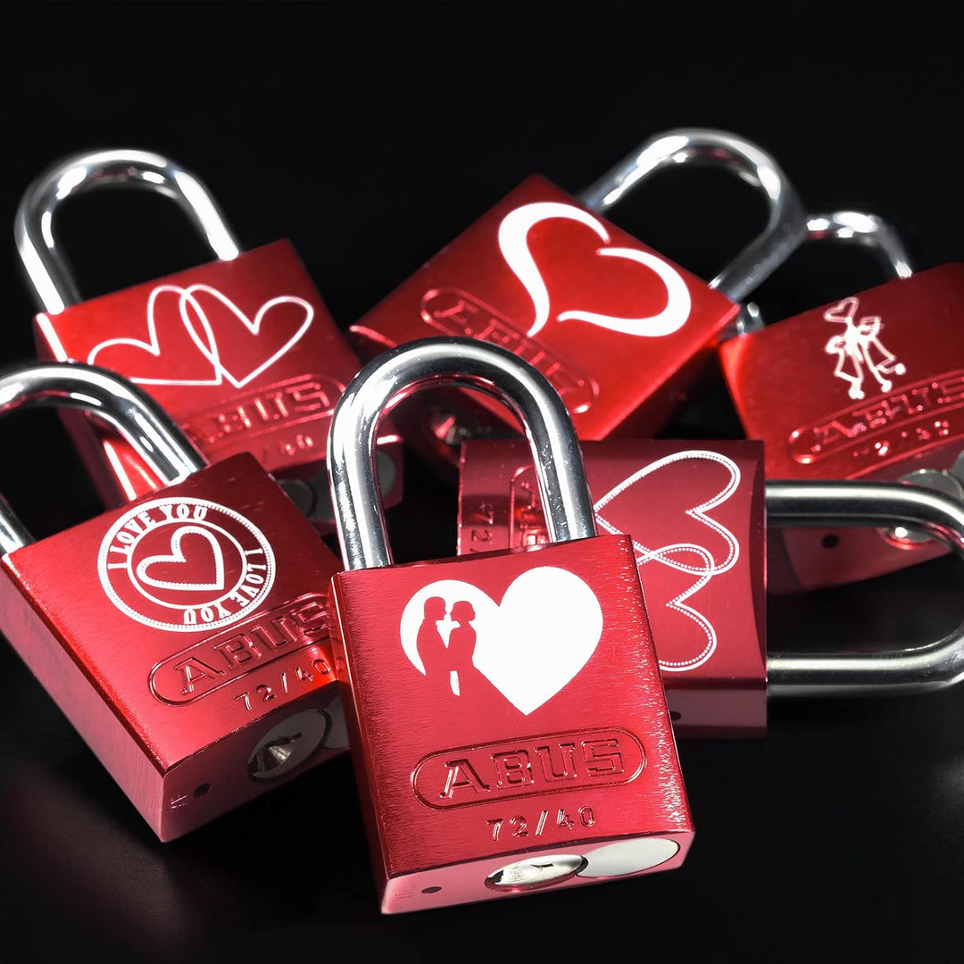 ABUS Aluminium-Vorhangschloss 72/40 "Lovelock 3 mit Motiv Doppelherzen schräg, rot, 09743 LoveLock 3