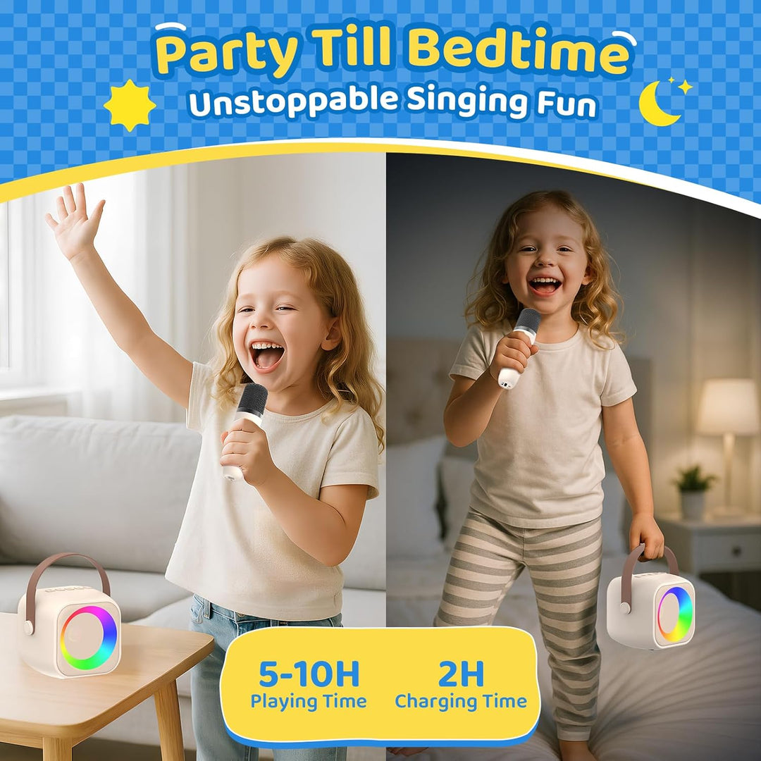 Jeefu Karaoke Maschine Kinder mit 2 Mikrofonen, Spielzeug für 3-12 Jahre alte Mädchen Geschenke, Min