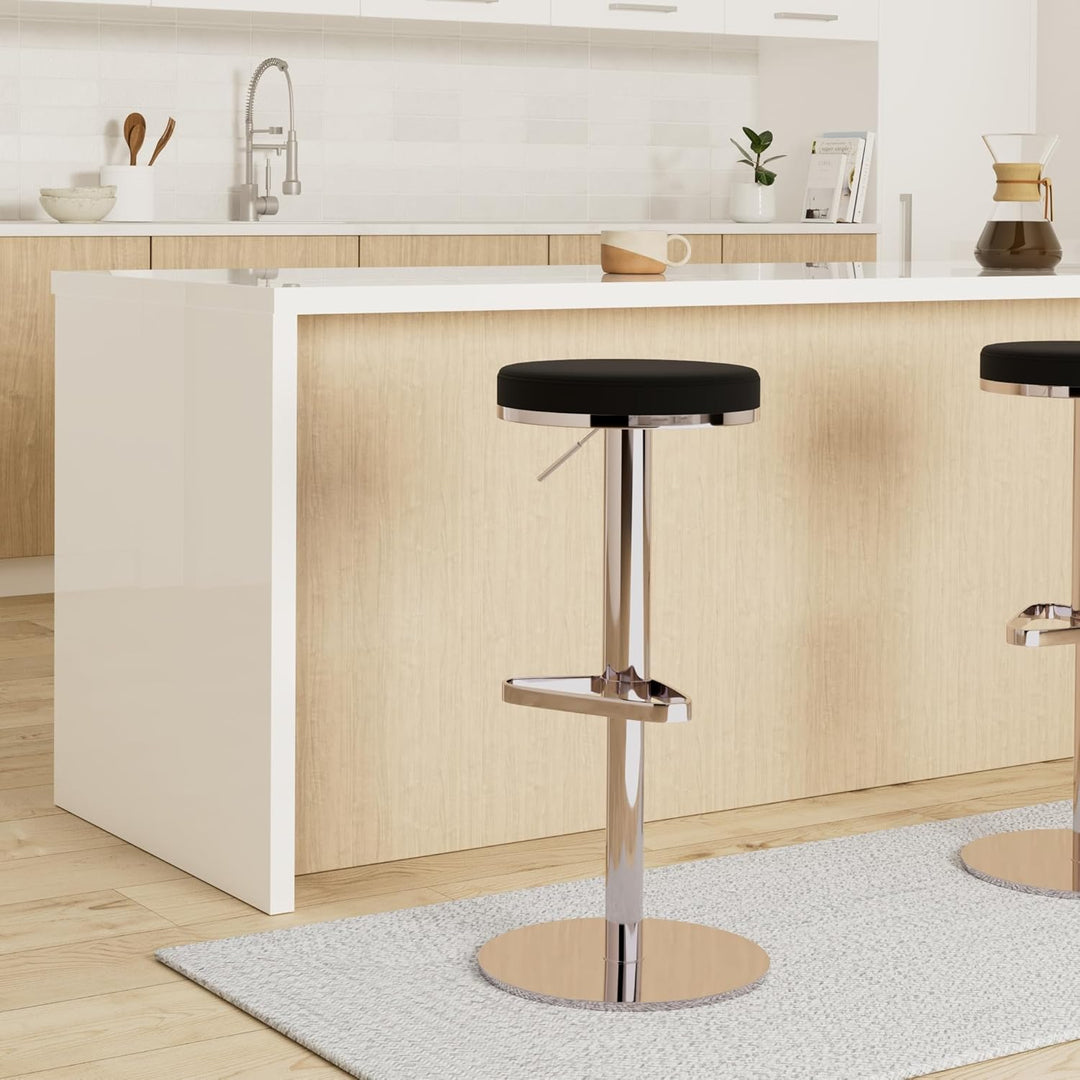 FineBuy Barhocker Edelstahl höhenverstellbare Sitzhöhe 57-82 cm, Barstuhl Modern 360° Drehbar, Trese