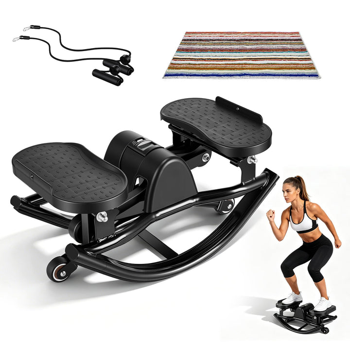 Seitwärts-Stepper, Rock Stepper für das Training zu Hause, Fitness-Stepper mit Widerstandsbändern un
