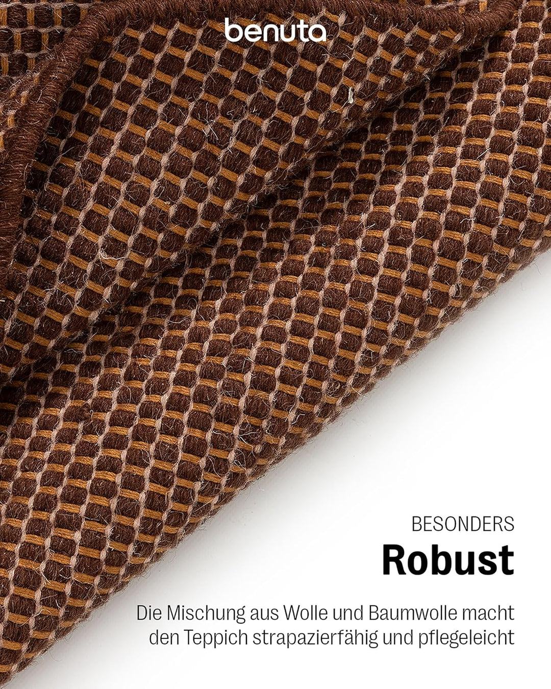 benuta Pure Wollteppich Rocco - Braun 150 cm Rund - Handgewebt - Im Style: Wolle, Uni, Boho, Hygge &