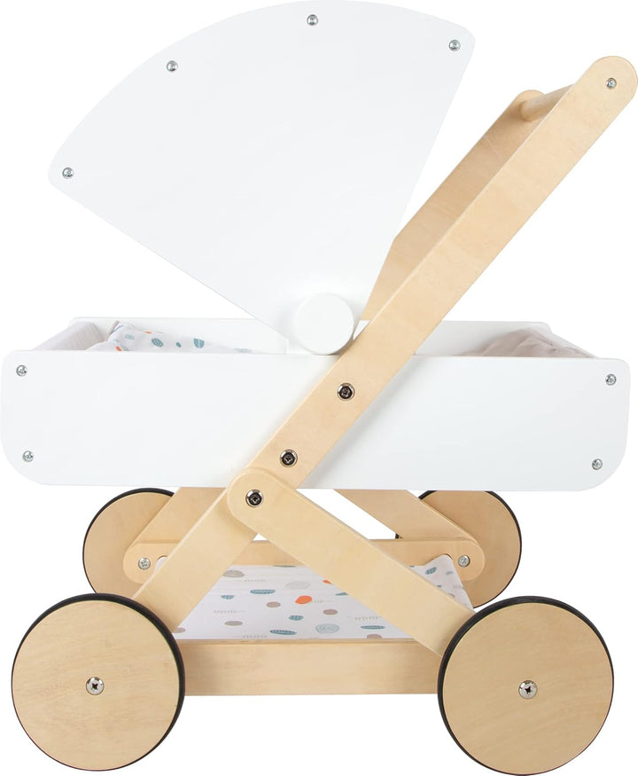 small foot Puppenwagen Little Button aus Holz, multifunktionaler und hochwertiger Puppenkinderwagen,