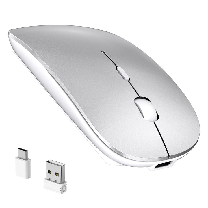 RaceGT Maus Kabellos USB-C & USB-A, Mouse Aufladbar 2,4GHz Leise klick 3 Adjustable DPI Level mit 4