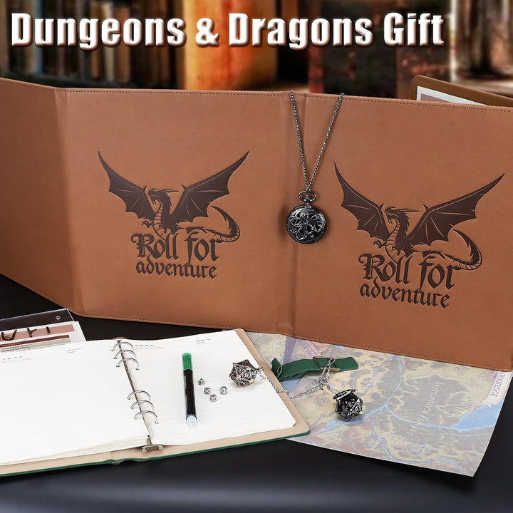 DND DM Screen 5e Dungeon Master Screen Deluxe Leather 4-Panel Customizable Magnetic Panel Game Maste