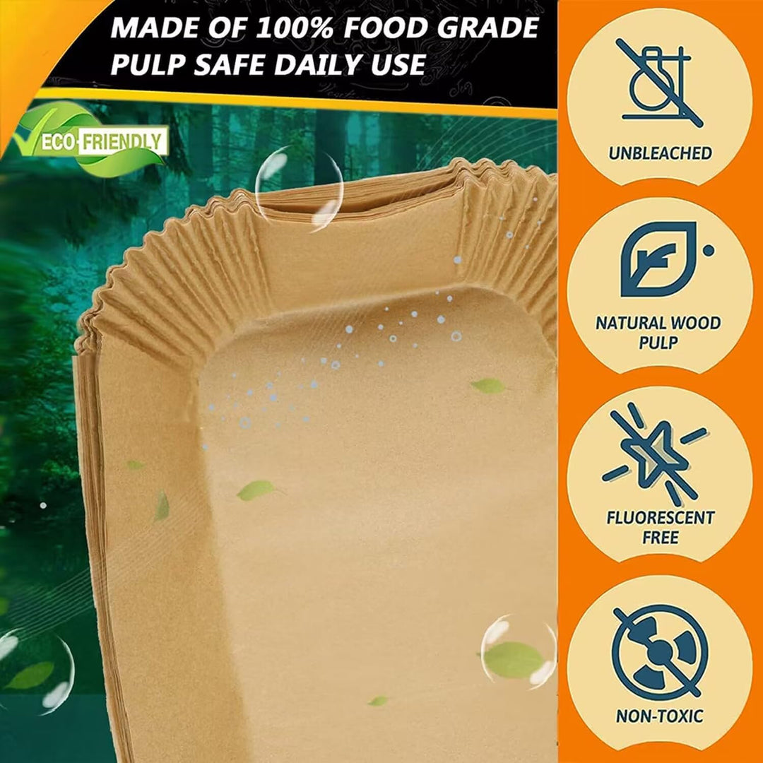 150 Stück Backpapier für Heissluftfritteuse Ninja AF500EU AF500EUCP, Cecotec 9000, 100 Stück Rechtec