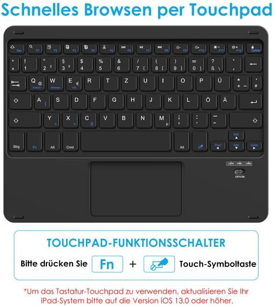 LAMA Kabellose Bluetooth Tastatur mit Touchpad, wiederaufladbare Ultra-dünn Universal Tablet Tastatu