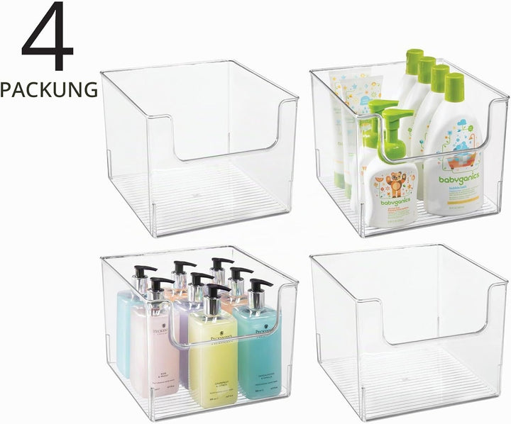 mDesign 4er-Set Aufbewahrungsbox für das Bad – quadratische Schrankbox aus Kunststoff für Badartikel