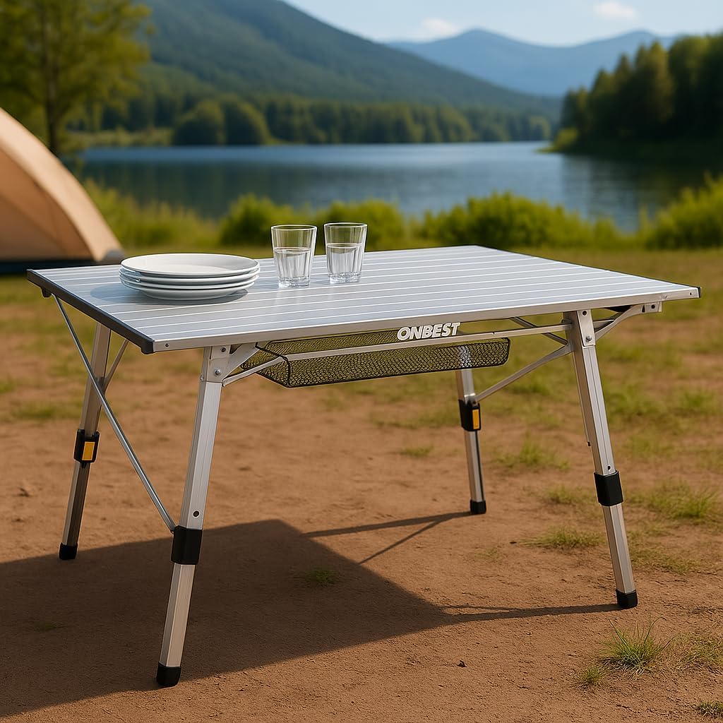 Onbest Camping Klapptisch – Campingtisch klappbar – Angeltisch, Gartentisch 2 Personen – mit robuste