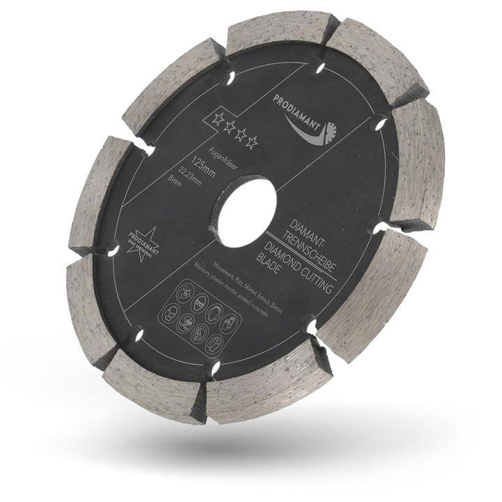 PRODIAMANT Fugenfräser ø 125mm Breite 8mm Frässcheibe für Mauerwerk Mörtel Fugen und Putz 10mm Segme