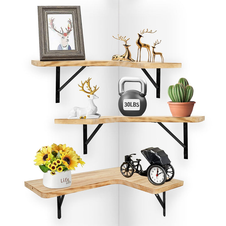 GOQELK Compact Corner Shelves-Eckregal Hängend aus Kiefernholz,Eckregal Holz Regal Wand,Corner Shelf