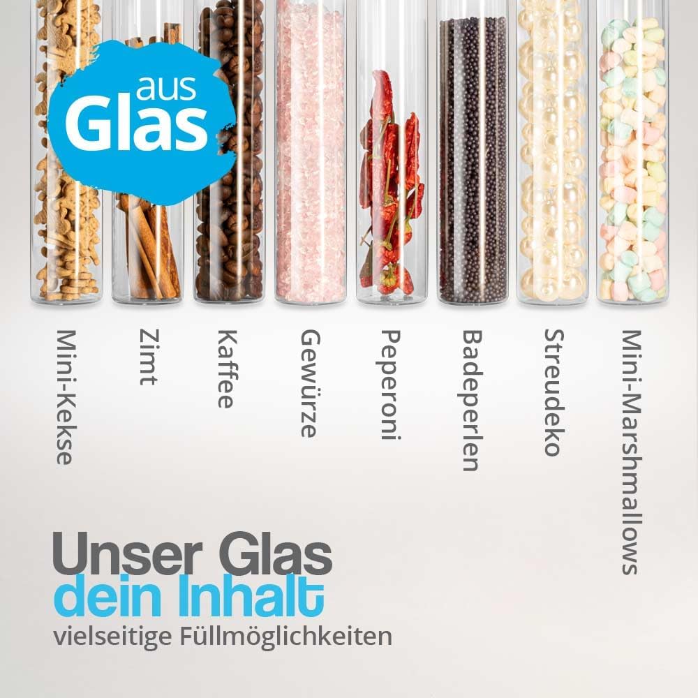 Tuuters 25x Gewürzgläser mit Natur-Korken, kleine Glas-fläschchen für Gewürze (120 x Ø30 mm), 120 x