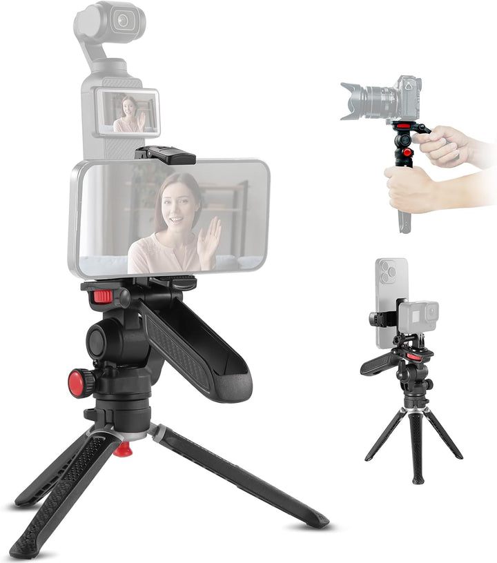NEEWER Mini Stativ für Kamera & Handy mit Griff/Handyhalter/Action Kamera Adapter/360°Schwenk&Neigew