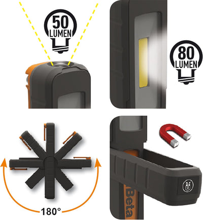 Beta 1838p wiederaufladbare Stiftlampe, Taschenlampe (Tool mit doppelter Lichtemission & Taschenhake