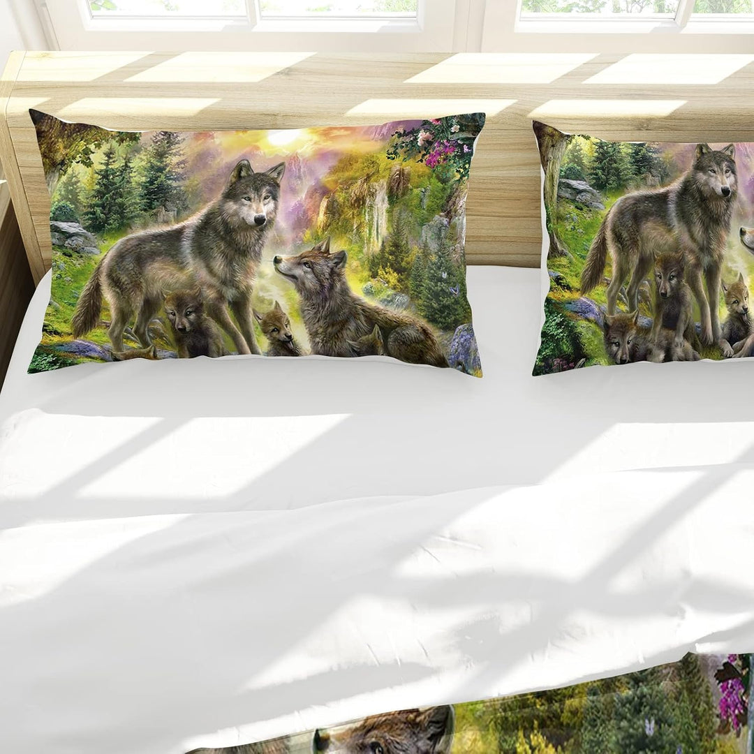 Hoimlm Wolf Bettwäsche 220x240 Mikrofaser Bettbezug mit kopfkissenbezug, Jungen Teens bettwäsche Set