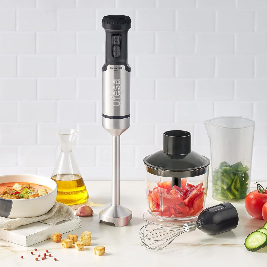 Ufesa Galaxy Max Stabmixer, Leistung 1500 W, 24 Geschwindigkeitsstufen + TURBO, 4 hocheffiziente Kli