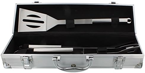 Grill-Besteck-Koffer mit Zubehör - Grill-Zange, Heber, Grill-Gabel - und Ihrer persönlichen Gravur