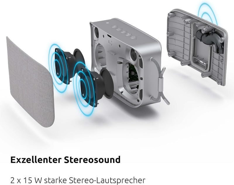 TechniSat BLUSPEAKER TWS XL - Portabler Bluetooth-Lautsprecher (mit True Wireless Stereo, Freisprech