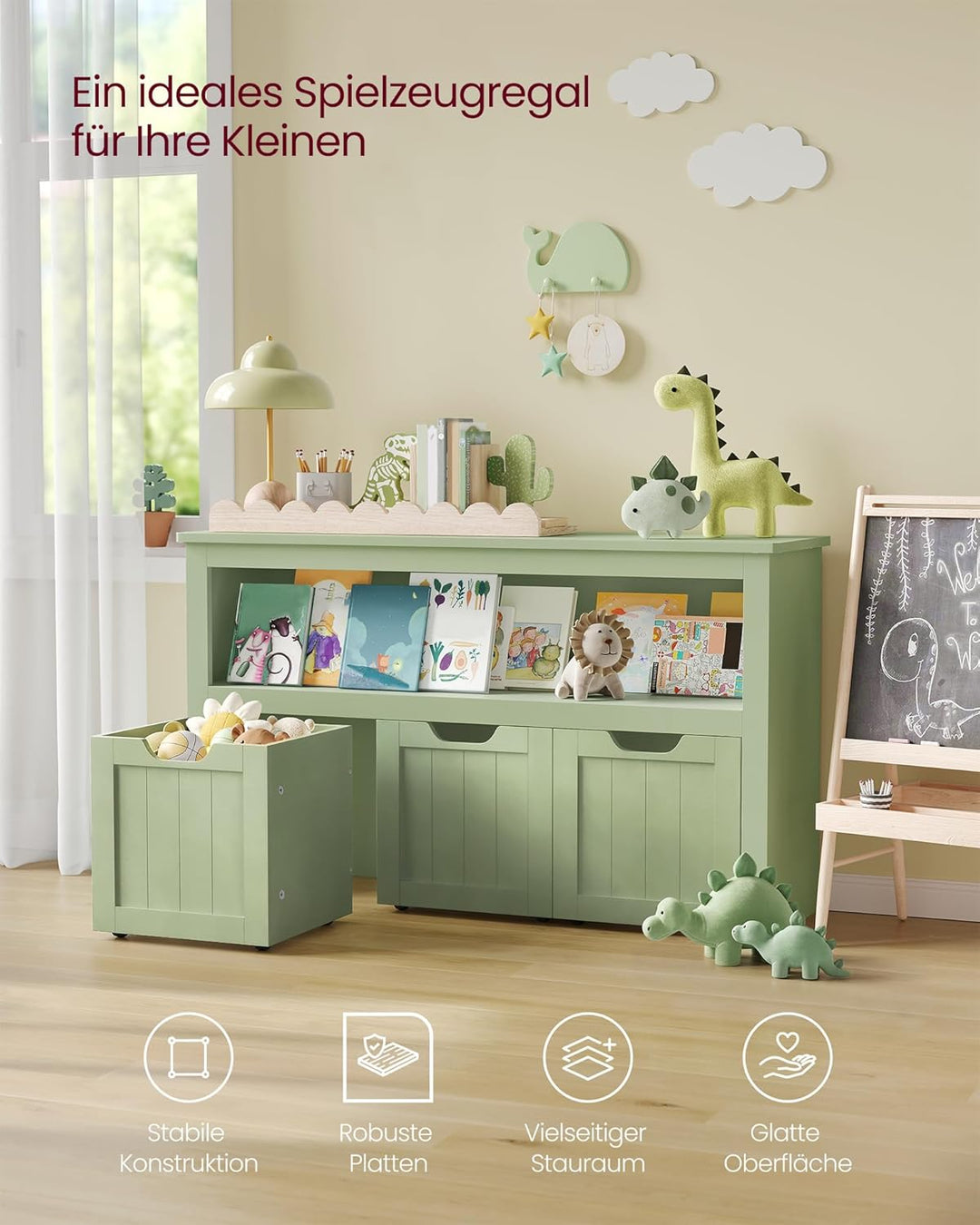 VASAGLE Kinderregal, Spielzeugaufbewahrung für Kinder, Aufbewahrungsschrank, Spielzeugschrank, Aufbe