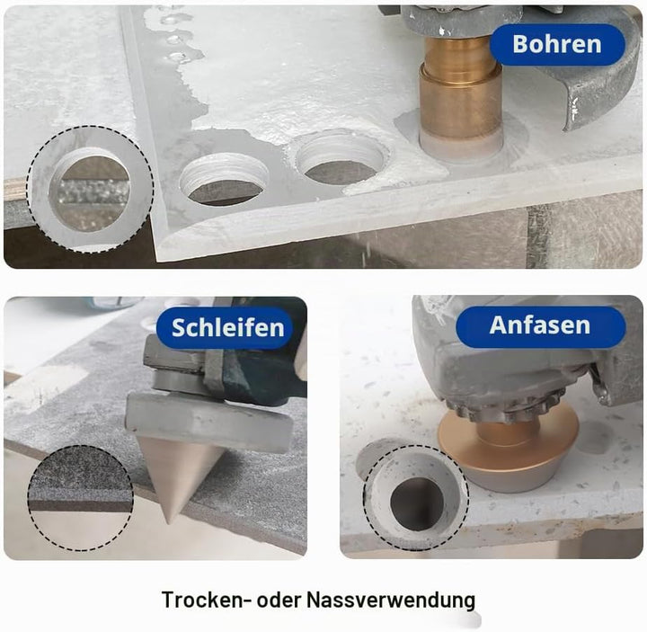 SHDIATOOL Diamantbohrer M14 Gewinde 6/8/10/12/20/35/50/68/50mm Diamant-Fasenbohrer/Dreikant-Schaftad