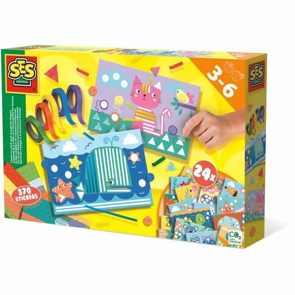 SES Creative 14632 Animal Ich lerne kleben und Formen erkennen, diverse Farben Traditionell, Traditi
