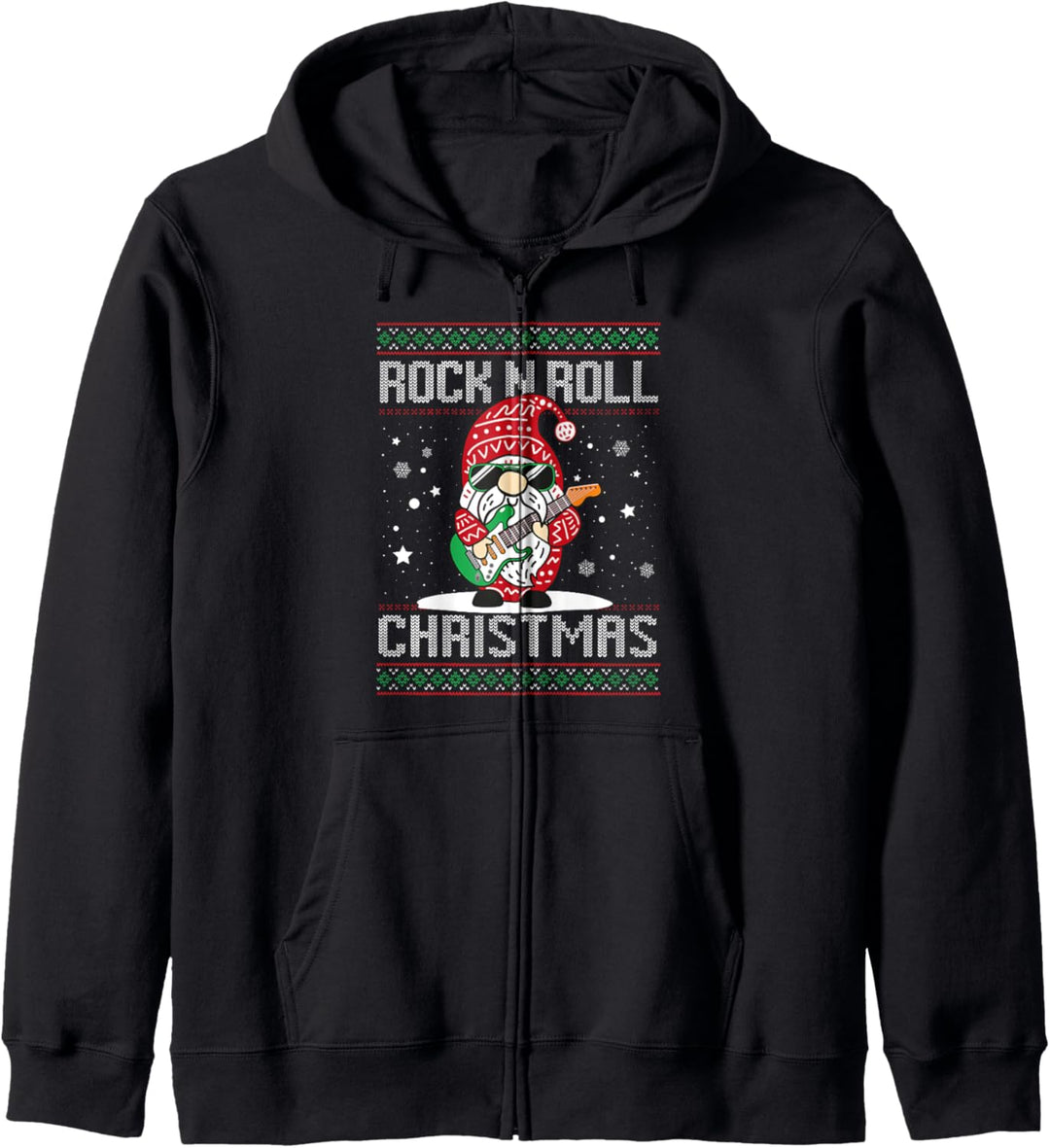 Gitarristen-Wichtel, Weihnachtsmann-Gitarre, Rock n Roll Xmas Ugly Christmas Kapuzenjacke