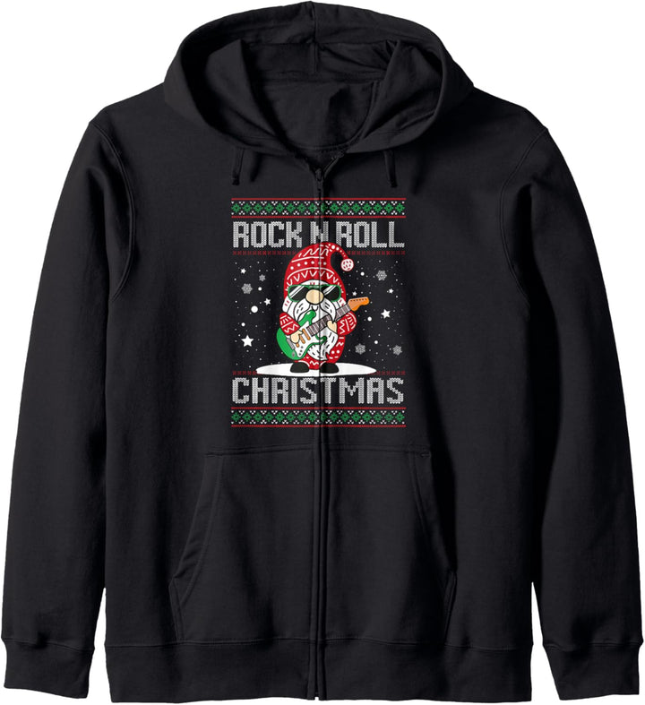 Gitarristen-Wichtel, Weihnachtsmann-Gitarre, Rock n Roll Xmas Ugly Christmas Kapuzenjacke