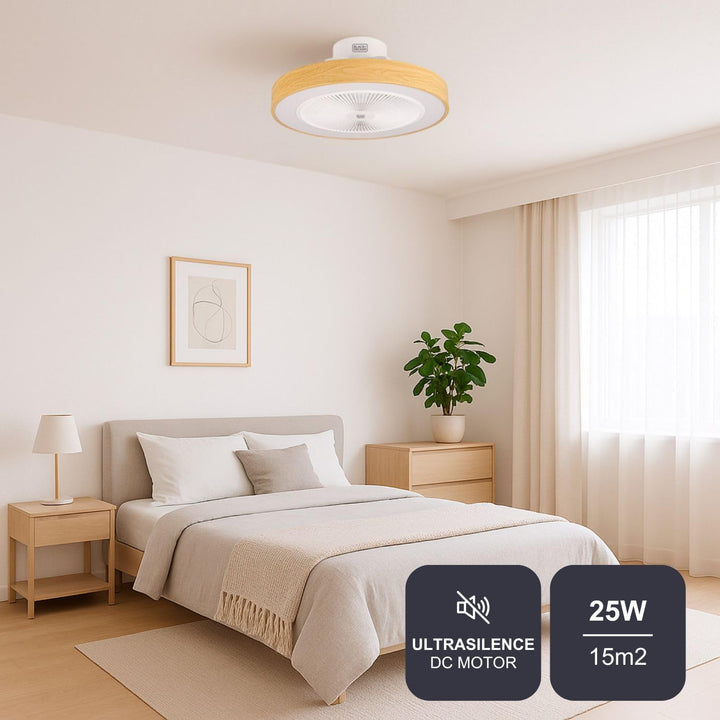 Black+Decker - Deckenventilator BXEFC60E mit LED-Licht | 49 cm | 6 Geschwindigkeiten | Dimmbares Lic