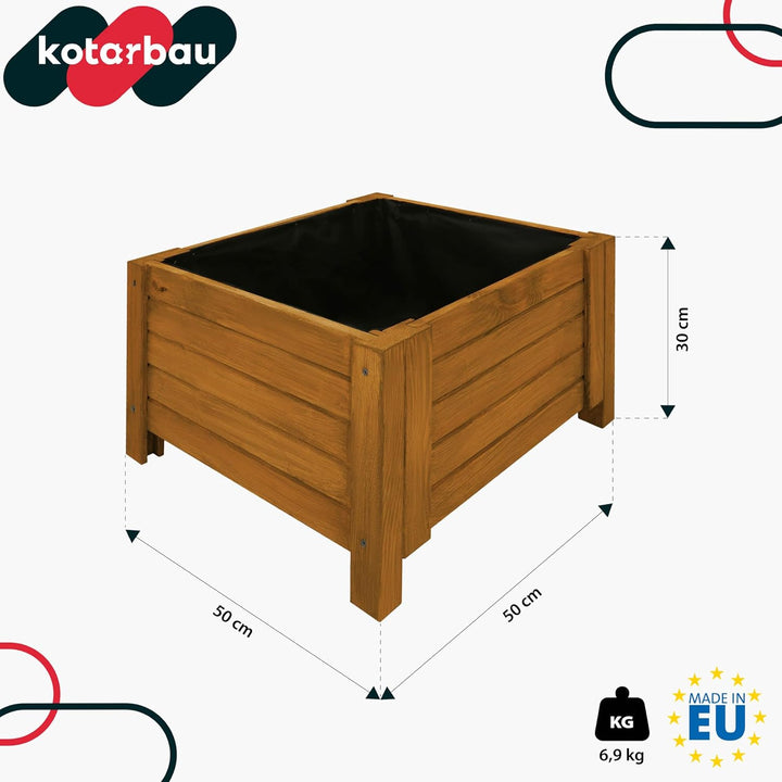 KOTARBAU® Blumenkasten - 50 x 50 x 30 cm - Pflanzkasten mit Vlies - Pflanzkübel gross aussen - Balko