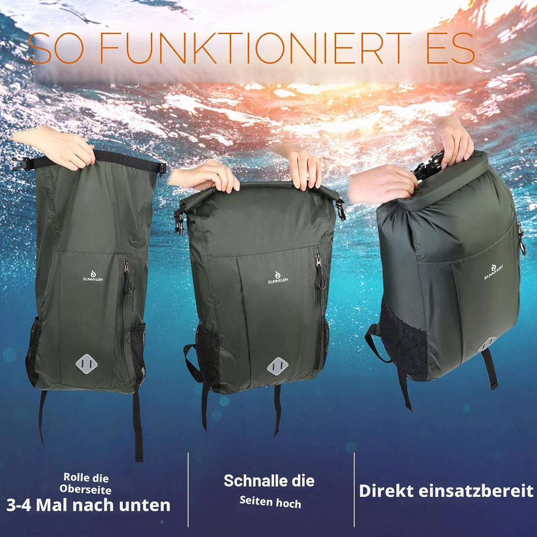 Dry Bag Rucksack,20L IPX8 wasserdichte Rucksack Rolltop mit Handyhülle,Wasserfester Tasche Schwimmen