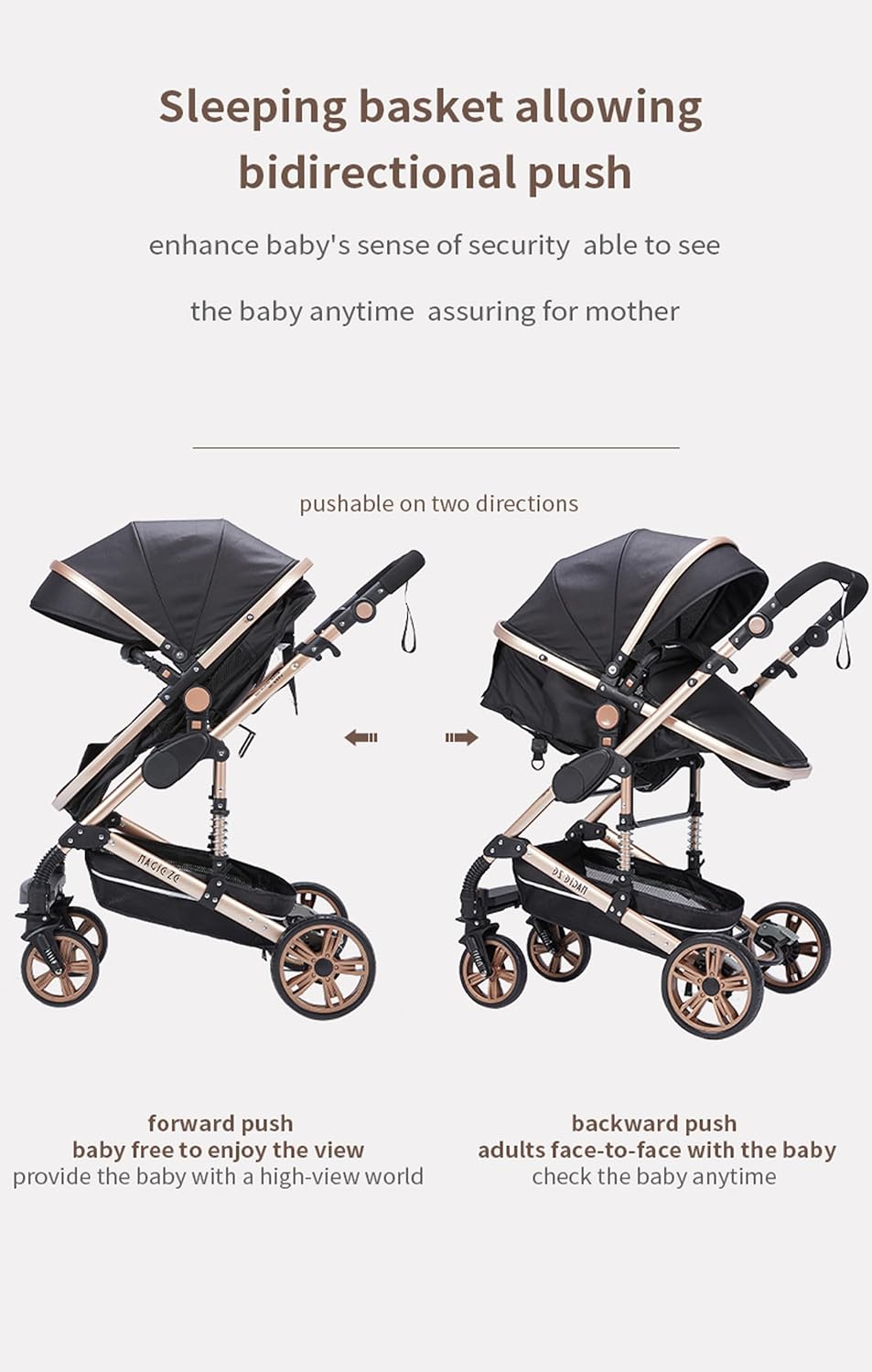 MoLi Kinderwagen 3 in 1, Kinderwagen Set Umkehrbarem Doppelschiebemodus, Kombikinderwagen 3 in 1 Gro