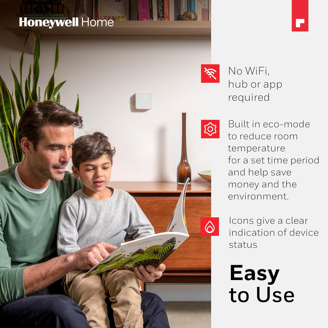 Honeywell Home DT3 Verdrahteter Raumthermostat, EIN/Aus Verkabelt | Premium Schwarz, Verkabelt | Pre