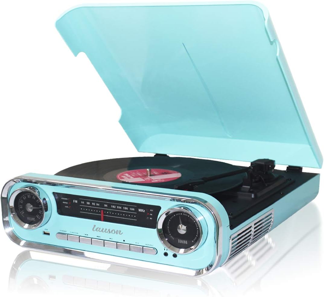LAUSON Plattenspieler Retro | Plattenspieler mit Lautsprecher Bluetooth | Musikanlage mit Vinyl Play