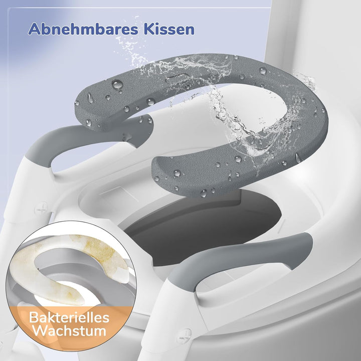 DEANIC Toilettensitz Kinder mit Treppe, Töpfchen mit Leiter &PU Gepolstert, Toilettenaufsatz für Kin