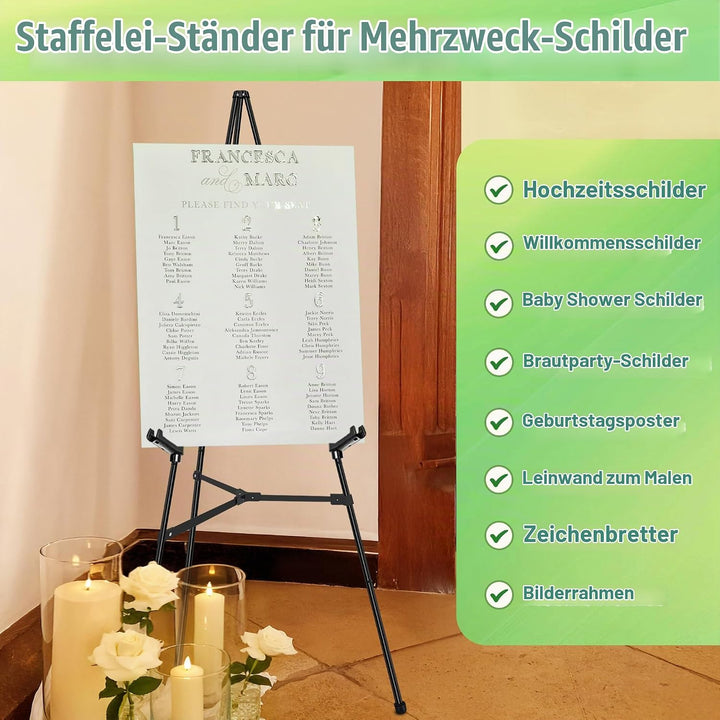 Staffelei – Faltbare Metall Staffelei, Verstellbare Bodenstaffelei mit Sofort Stativ – Leinwandständ