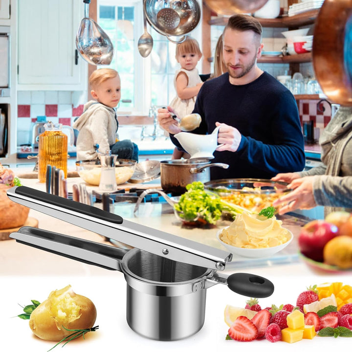 Kartoffelpresse, hicoosee Zunahme Verdicken Edelstahl Kartoffelpressen mit Schäler, 3 Lochscheiben M