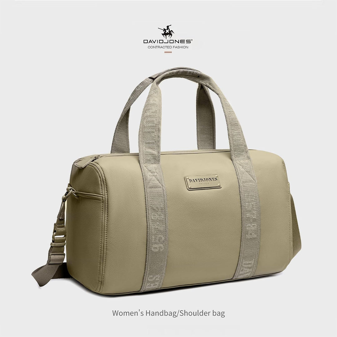 David Jones - Grosse Reisetasche für Wochenendausflüge, Ledertasche, beige, altmodisch | Sport-Handt