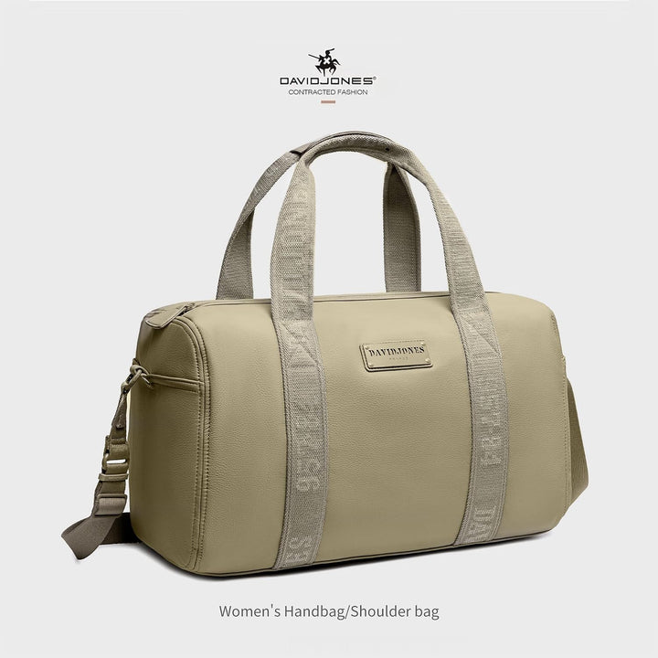 David Jones - Grosse Reisetasche für Wochenendausflüge, Ledertasche, beige, altmodisch | Sport-Handt