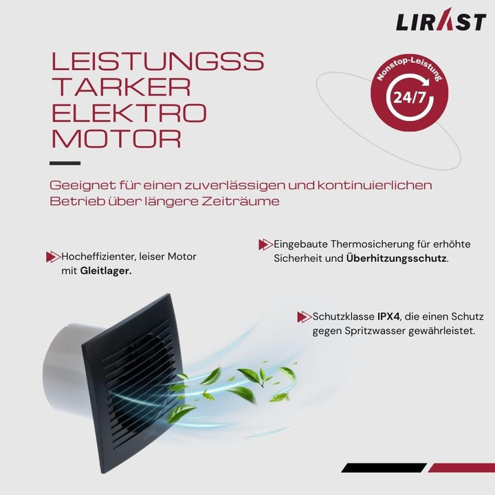 Ø 100mm Anthrazit Badlüfter - Lüfter für Effiziente Belüftung im Bad Kuche WC, Ø 100mm Anthrazit