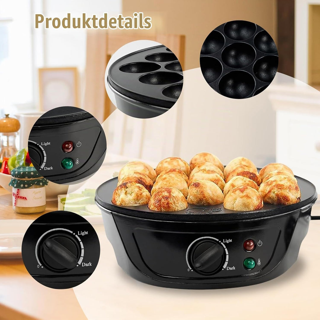 Elektrischer Takoyaki Maker, 750W 18 Löcher Takoyaki Maschine Mini Octopus Ball Making Tool Backform