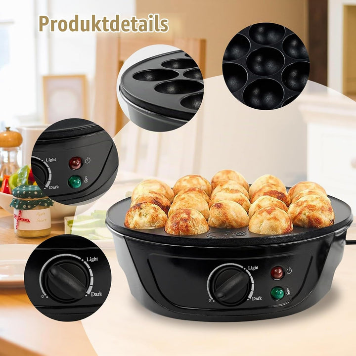 Elektrischer Takoyaki Maker, 750W 18 Löcher Takoyaki Maschine Mini Octopus Ball Making Tool Backform