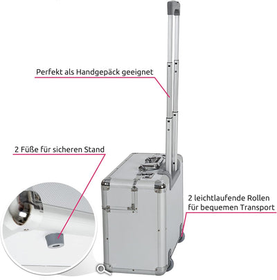 tectake 401232 XL Pilotenkoffer, Zwei Zahlenkombinationsschlösser, mit Rollen, Totalmasse 55x49x22cm